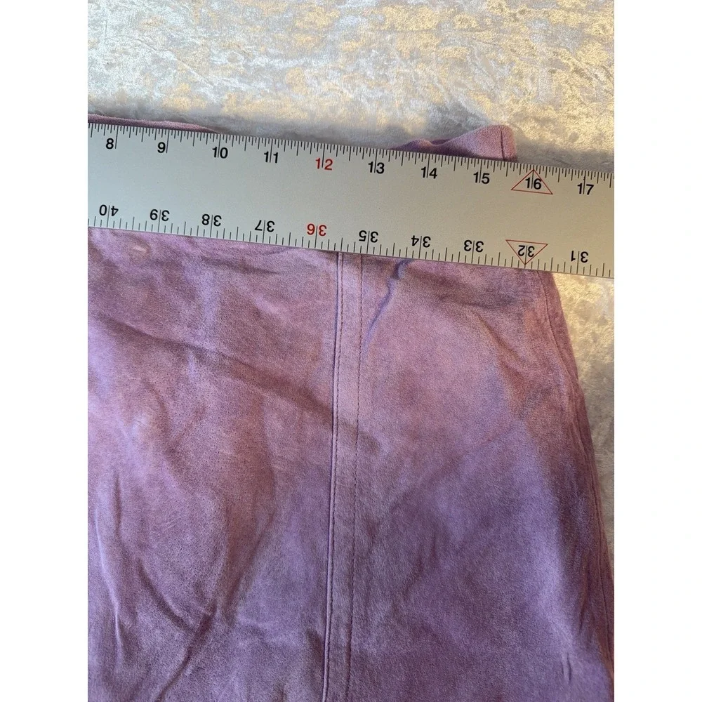 Vintage Terry Lewis Purple Suede Leather Midi Pencil Skirt NWT Women's 14